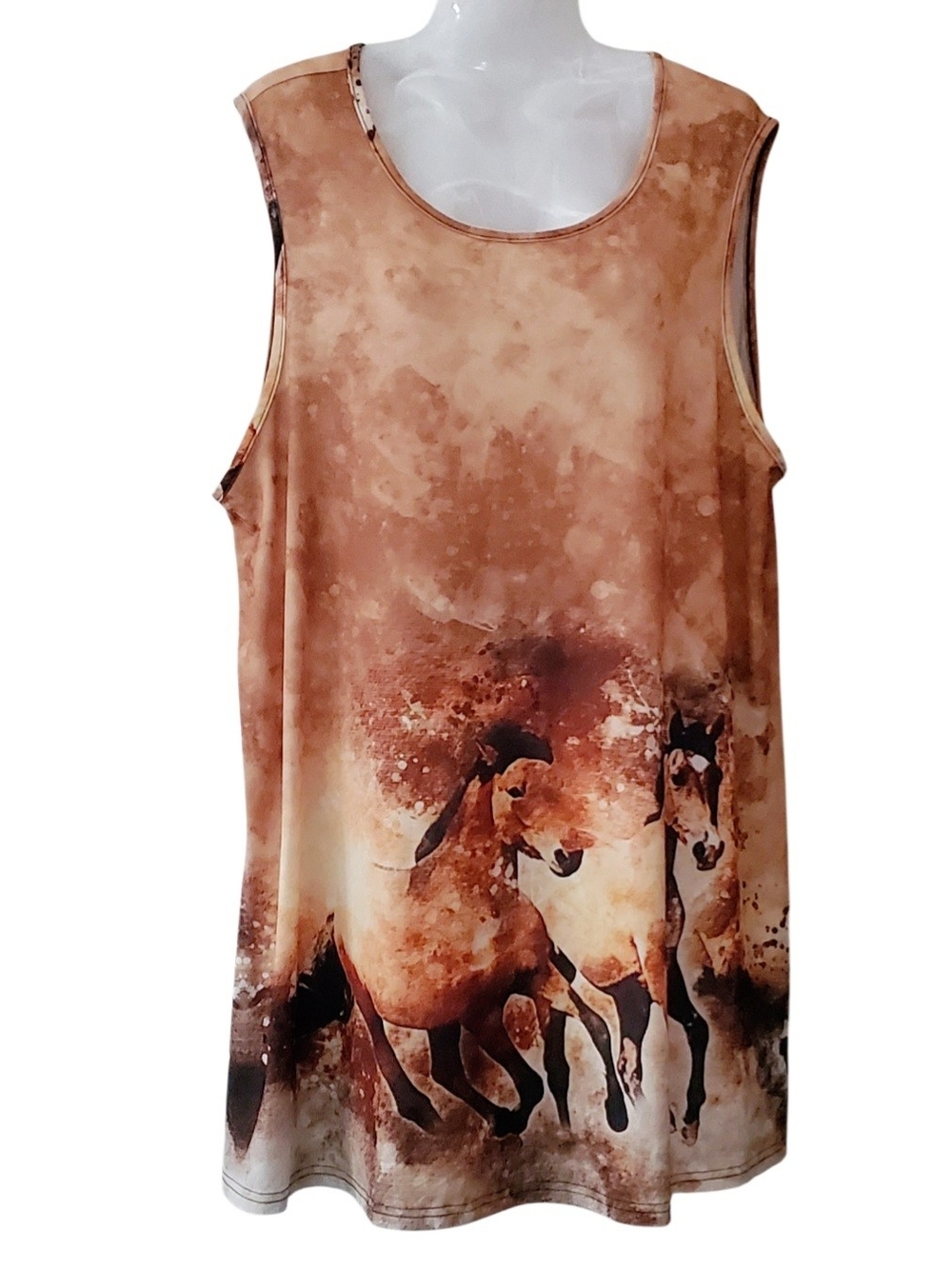 Horse Print Sleeveless Tunic in Brown Tones